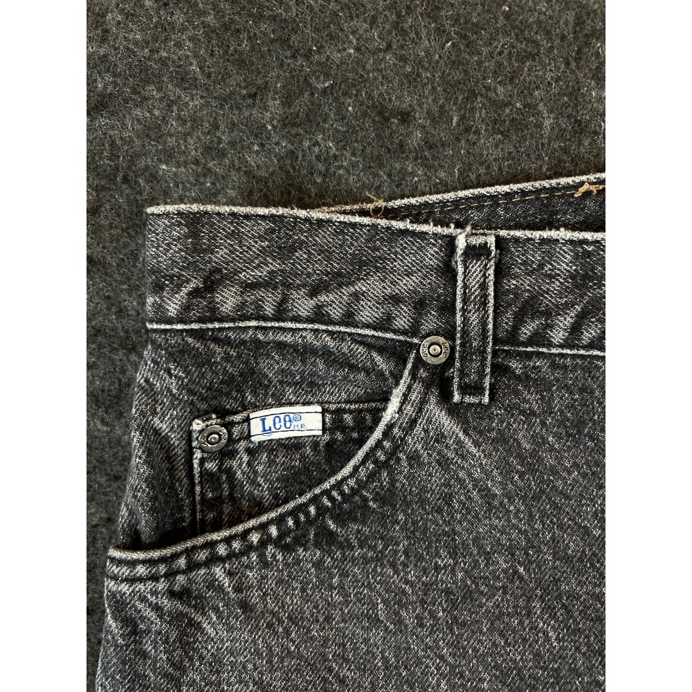 Vintage 90s Lee Black Acid Wash Straight Leg Jeans Mens 29x32 Made in USA - Picture 4 of 9